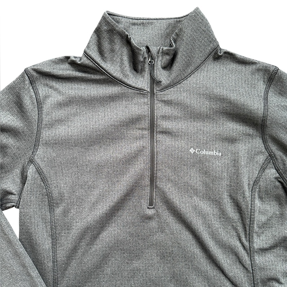 COLUMBIA Mock Neck 1/2 Front Zip Grey Top‎ Size Large